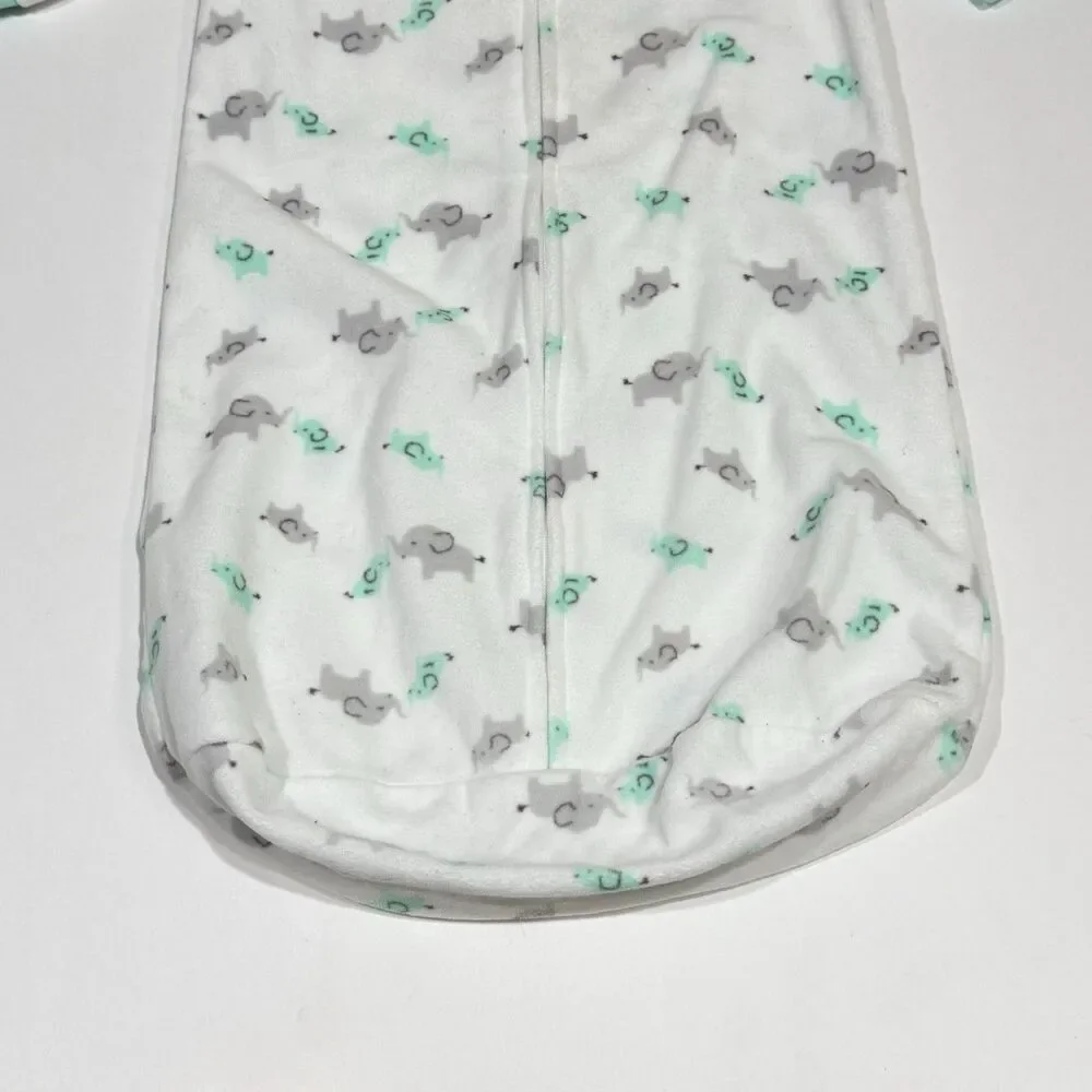 Child of Mine Baby Boy 0-9M Sleep Sack White Green & Gray Elephants Print Zipper